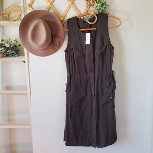 Ann taylor utility cargo metallic olive dress 10